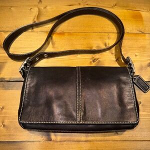 Vintage Coach Legacy West Flap 9848 Black Leather Crossbody Shoulder Bag Y2K